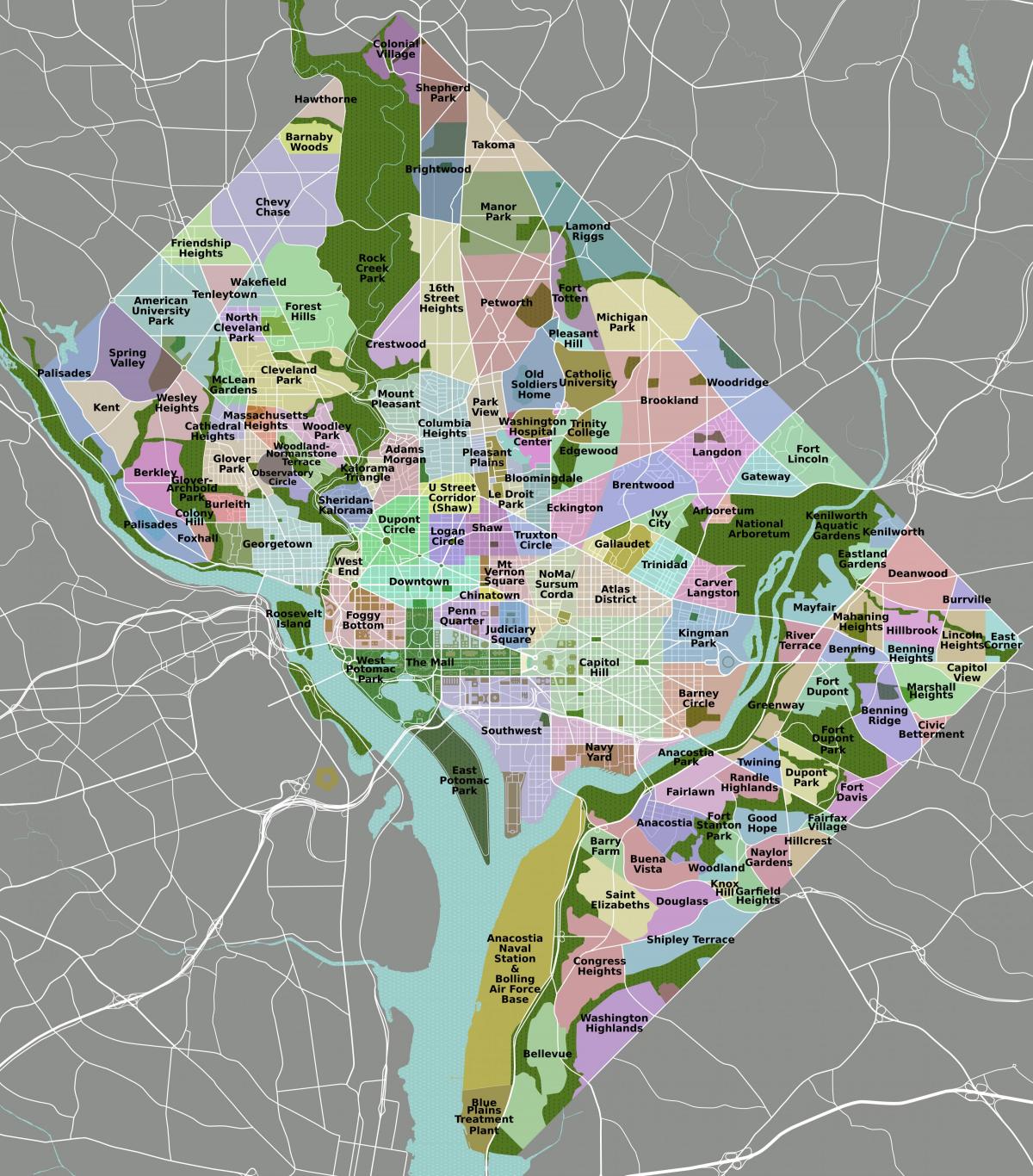 واشنگتن نقشه منطقه