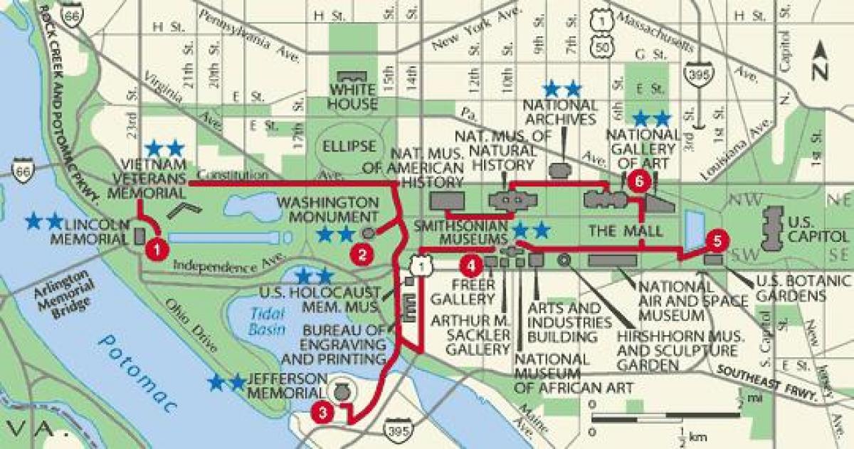 واشنگتن راه رفتن نقشه