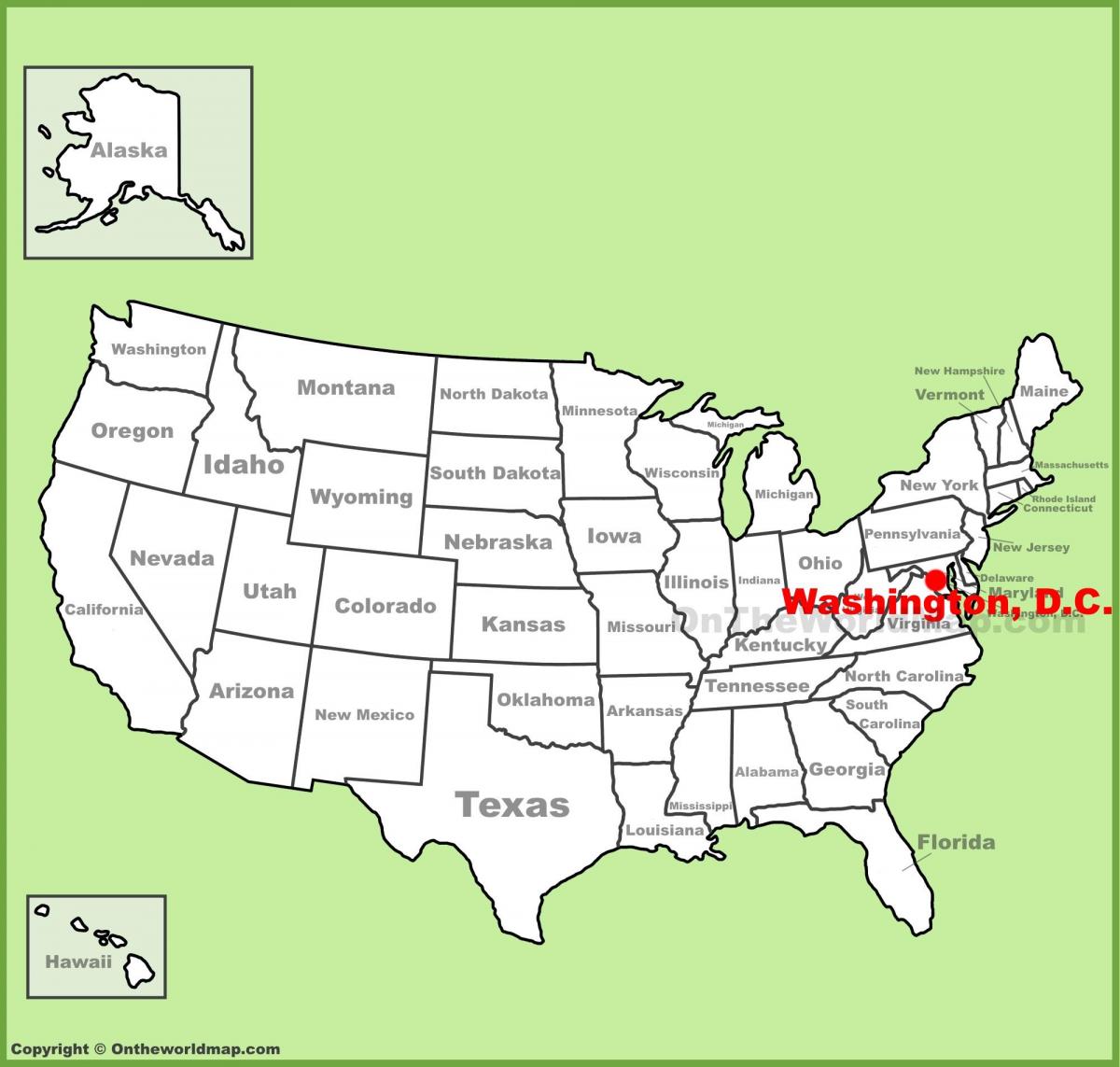 واشنگتن دی سی در نقشه آمریکا