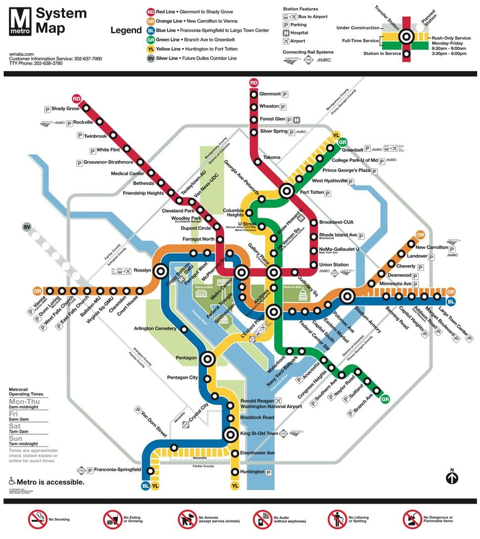 washington dc حمل و نقل عمومی نقشه