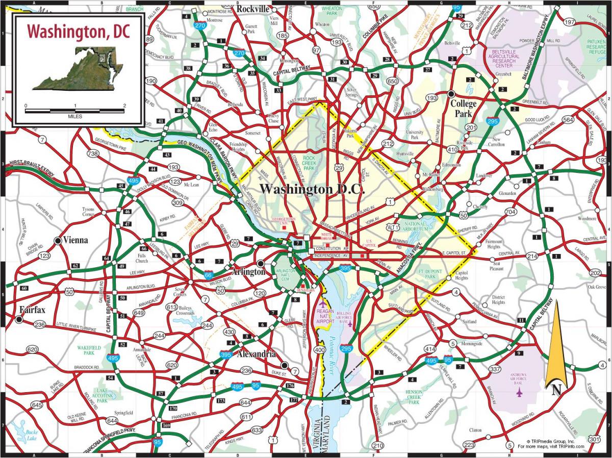 واشنگتن دی سی مترو نقشه خیابان روکش