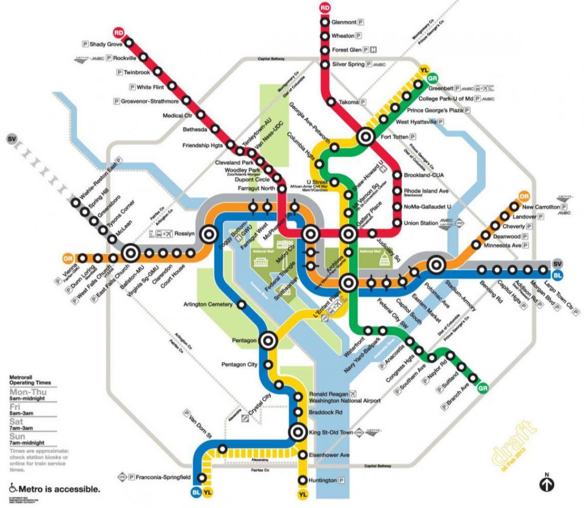 washington dc metro rail map