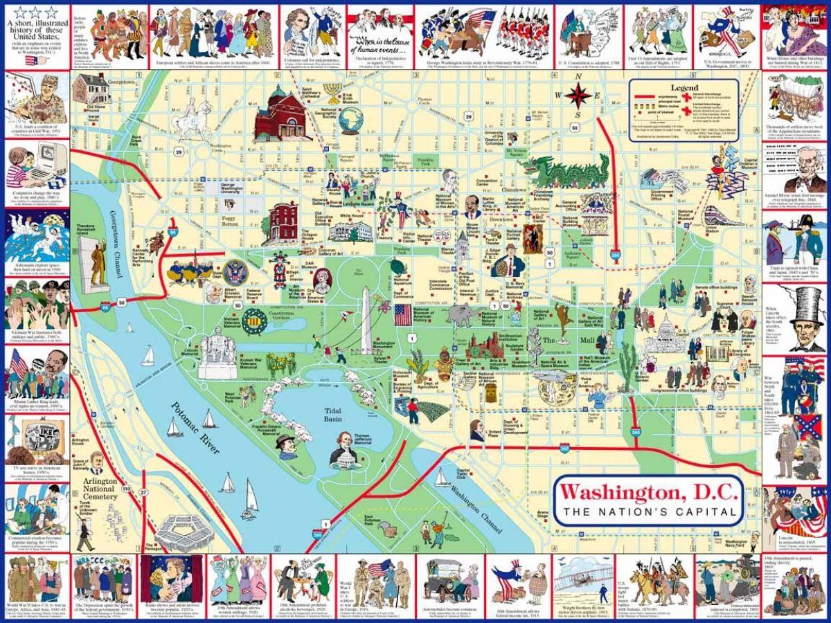 washington dc مکان برای بازدید در نقشه