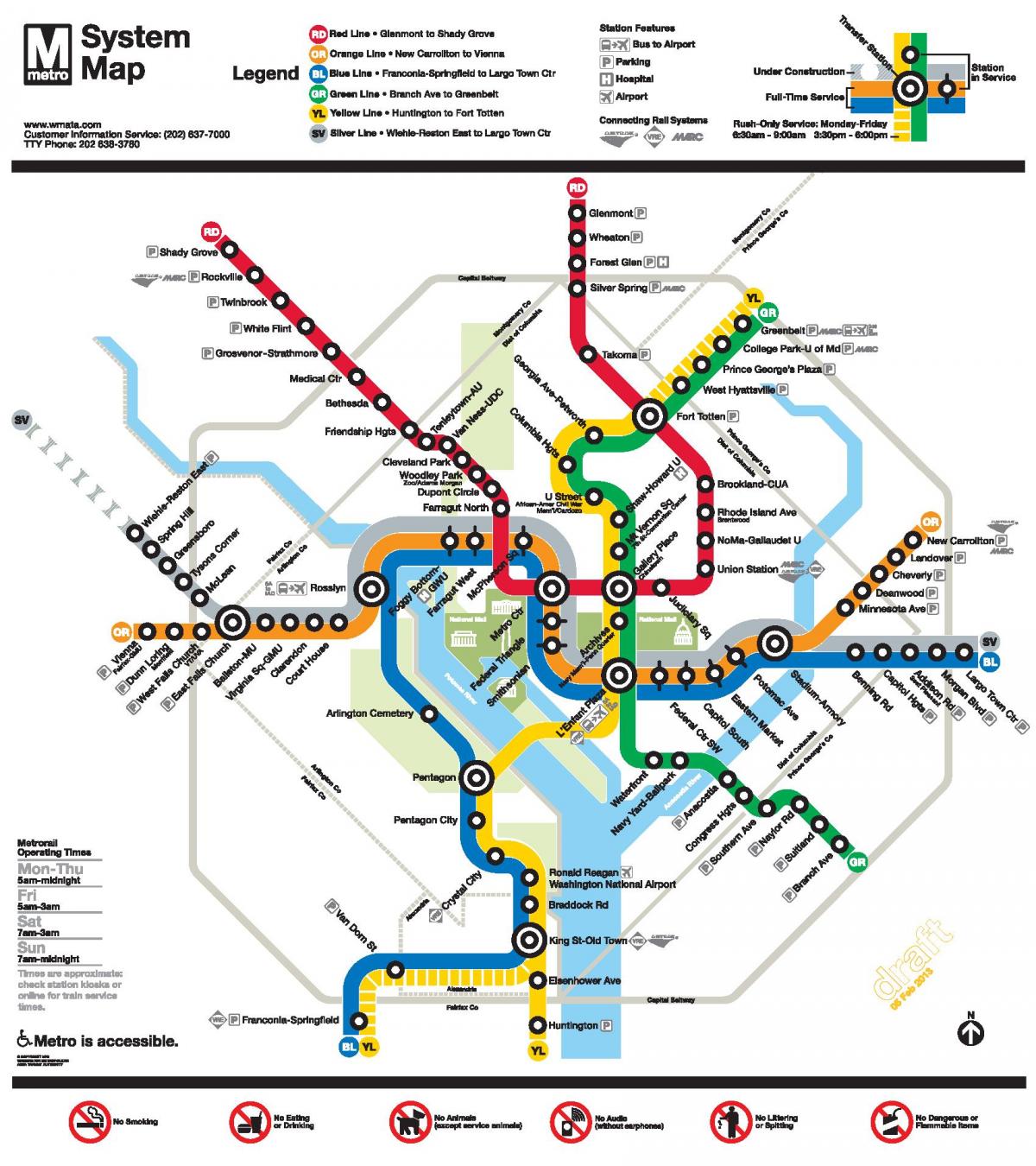 واشنگتن دی سی مترو خط نقشه
