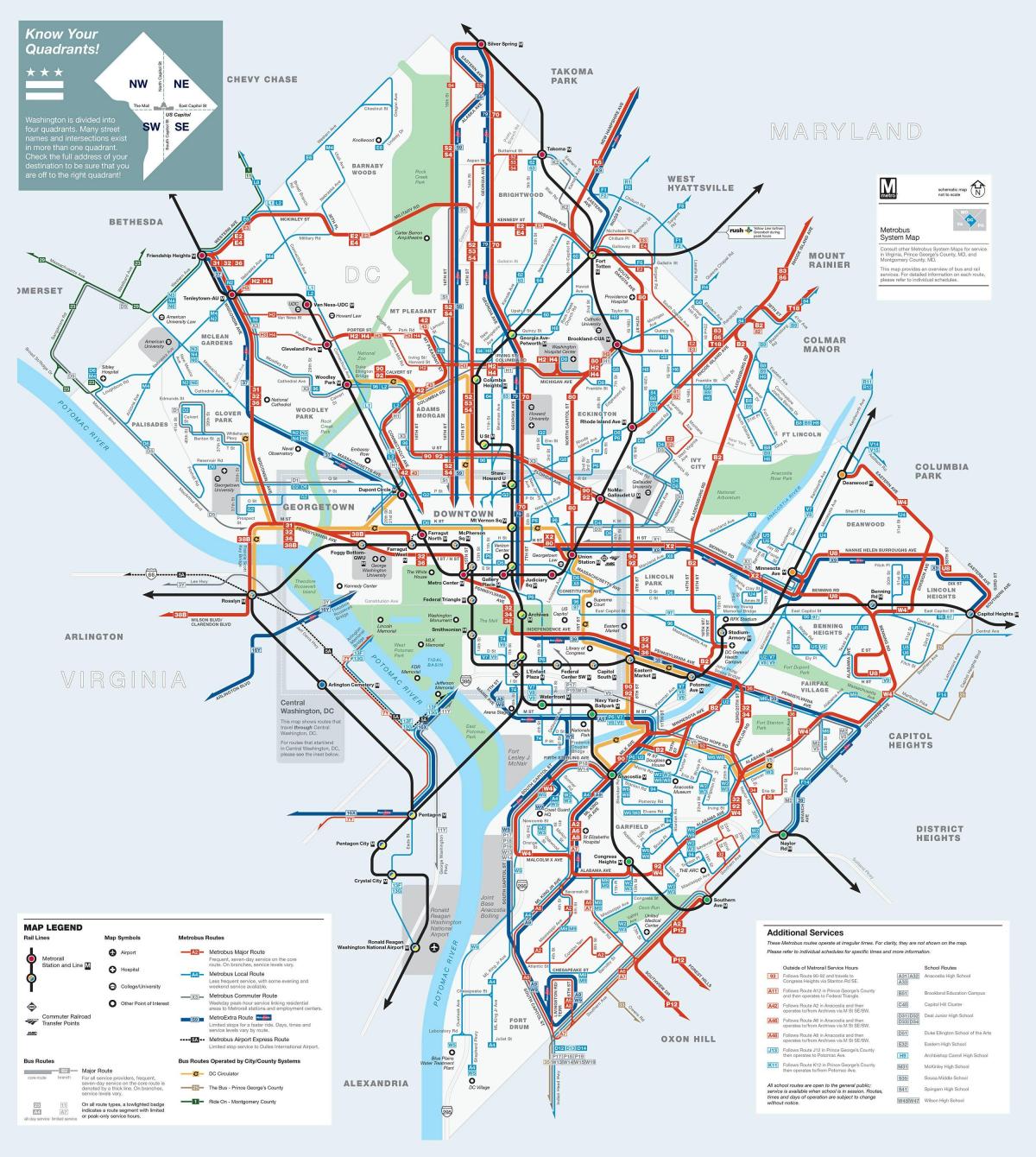 واشنگتن, dc, نقشه مسیرهای اتوبوس