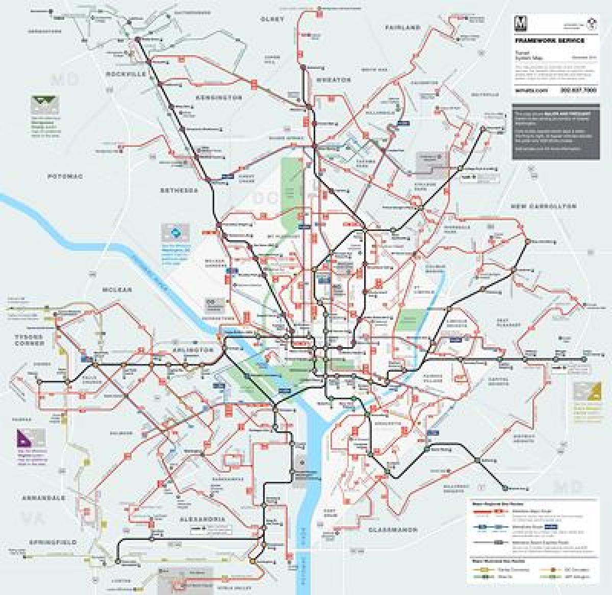 dc مترو, اتوبوس, نقشه