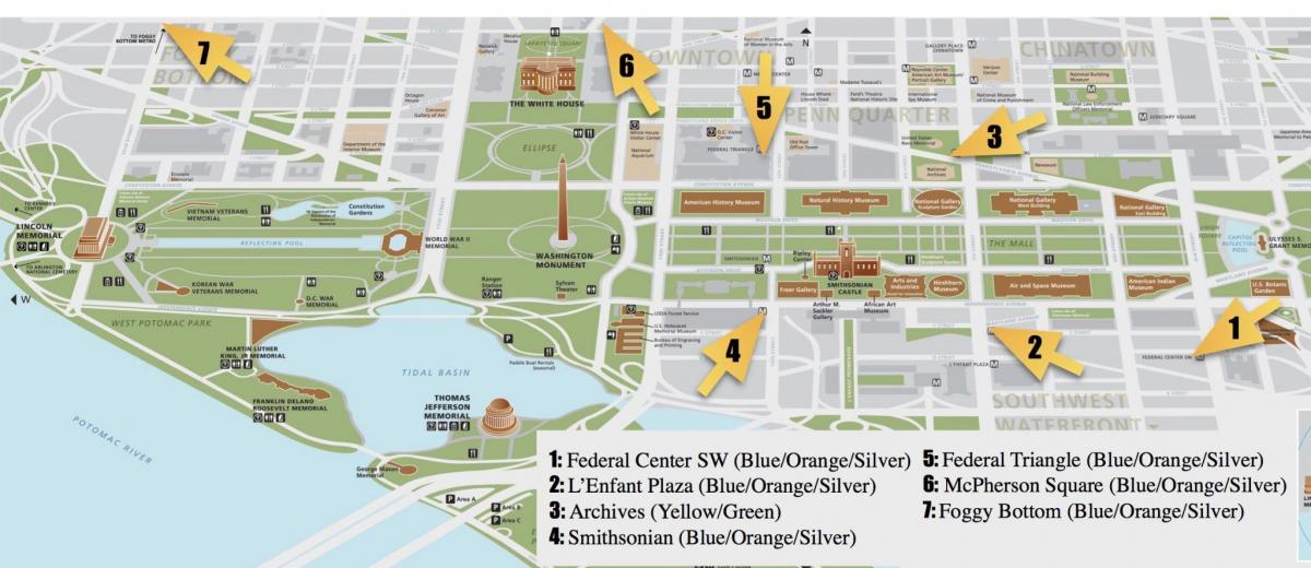 نقشه پیاده روی از واشنگتن dc بناهای تاریخی