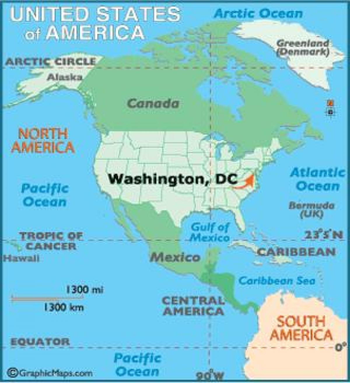 واشنگتن در نقشه جهان