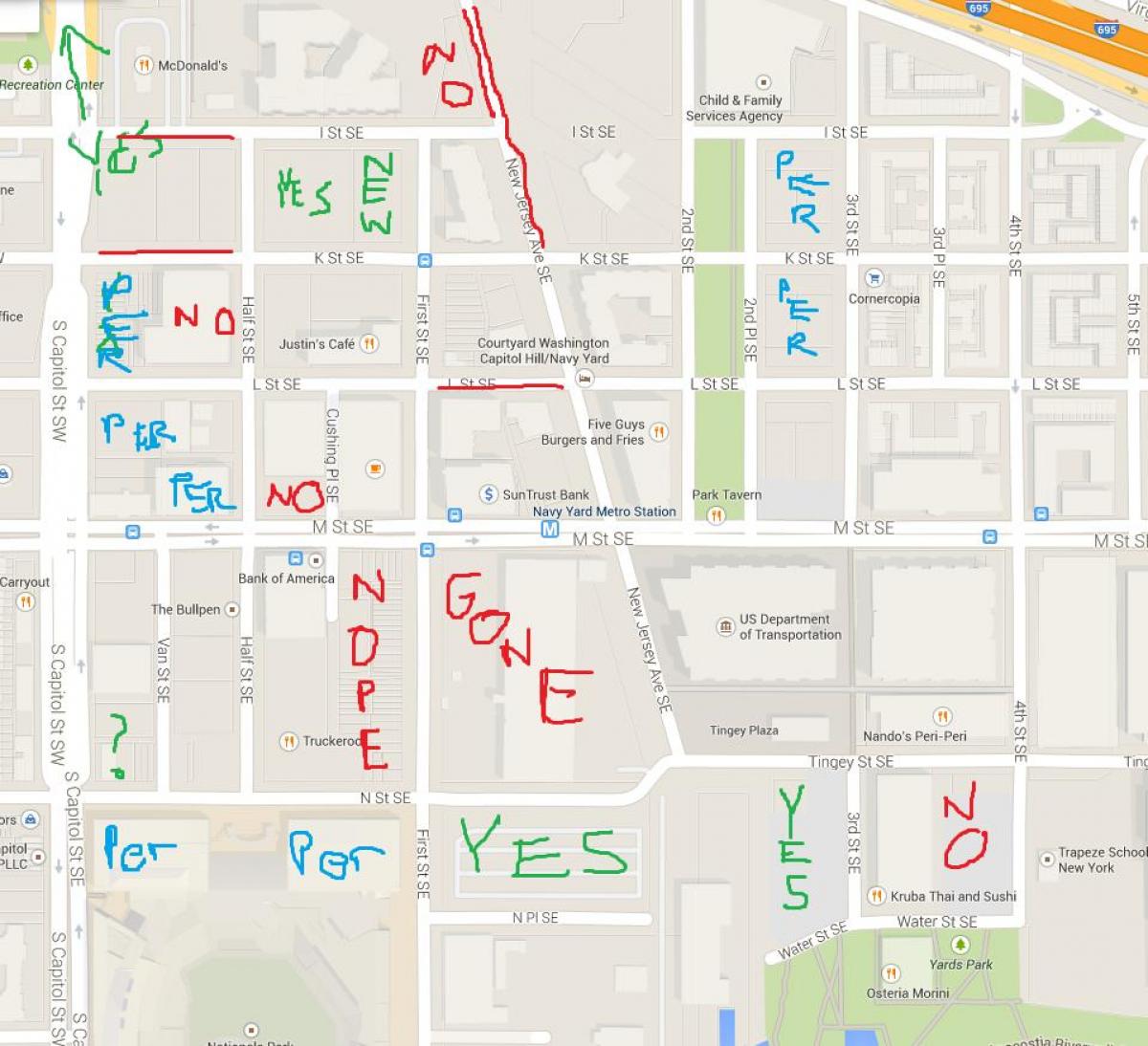نقشه از واشنگتن dc نقص پارکینگ